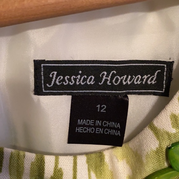 Women’s Linen Sleeveless Jessica Howard Green Ikat Dress - 12 - Picture 4 of 4